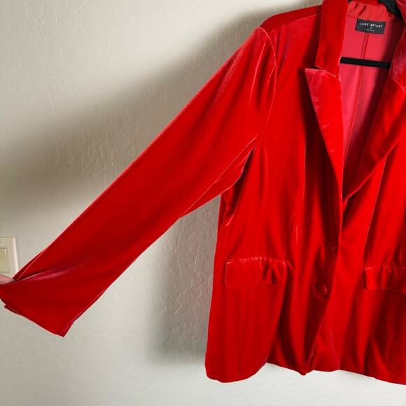 Lane Bryant Red Velvet Blazer Jacket 22 - Picture 4 of 16